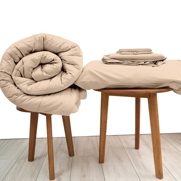 Basic Bedpack con cobertor hipoalergénico 150 hilos color arenita 100% algodón