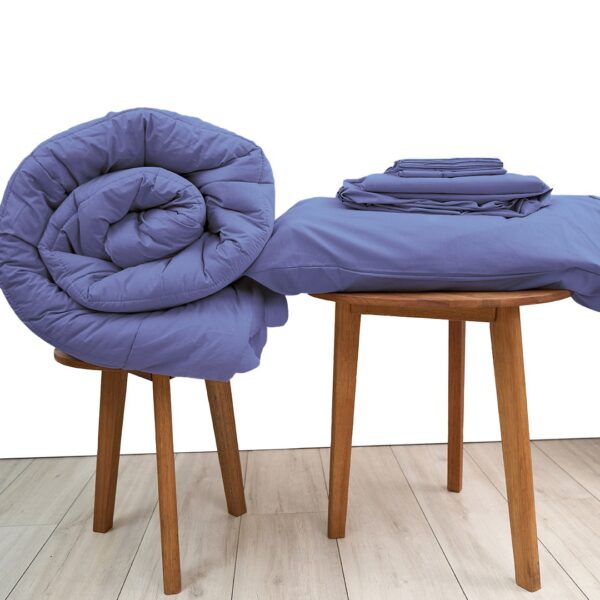 Basic Bedpack con cobertor hipoalergénico 150 hilos color azul acero 100% algodón