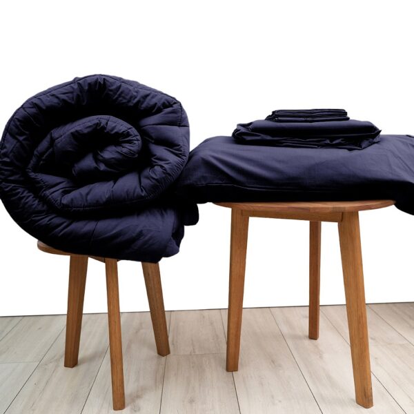 Basic Bedpack con cobertor hipoalergénico 150 hilos color azul marino 100% algodón