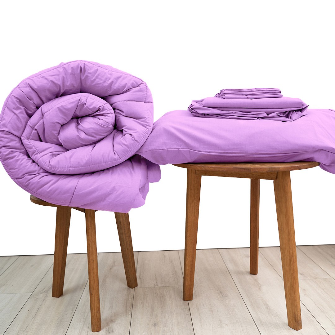Basic Bedpack con cobertor hipoalergénico 150 hilos color lila 100% algodón