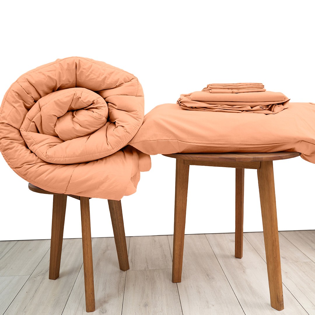 Basic Bedpack con cobertor hipoalergénico 150 hilos color melón 100% algodón