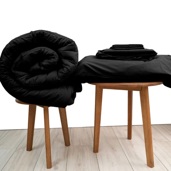 Basic Bedpack con cobertor hipoalergénico 150 hilos color negro 100% algodón