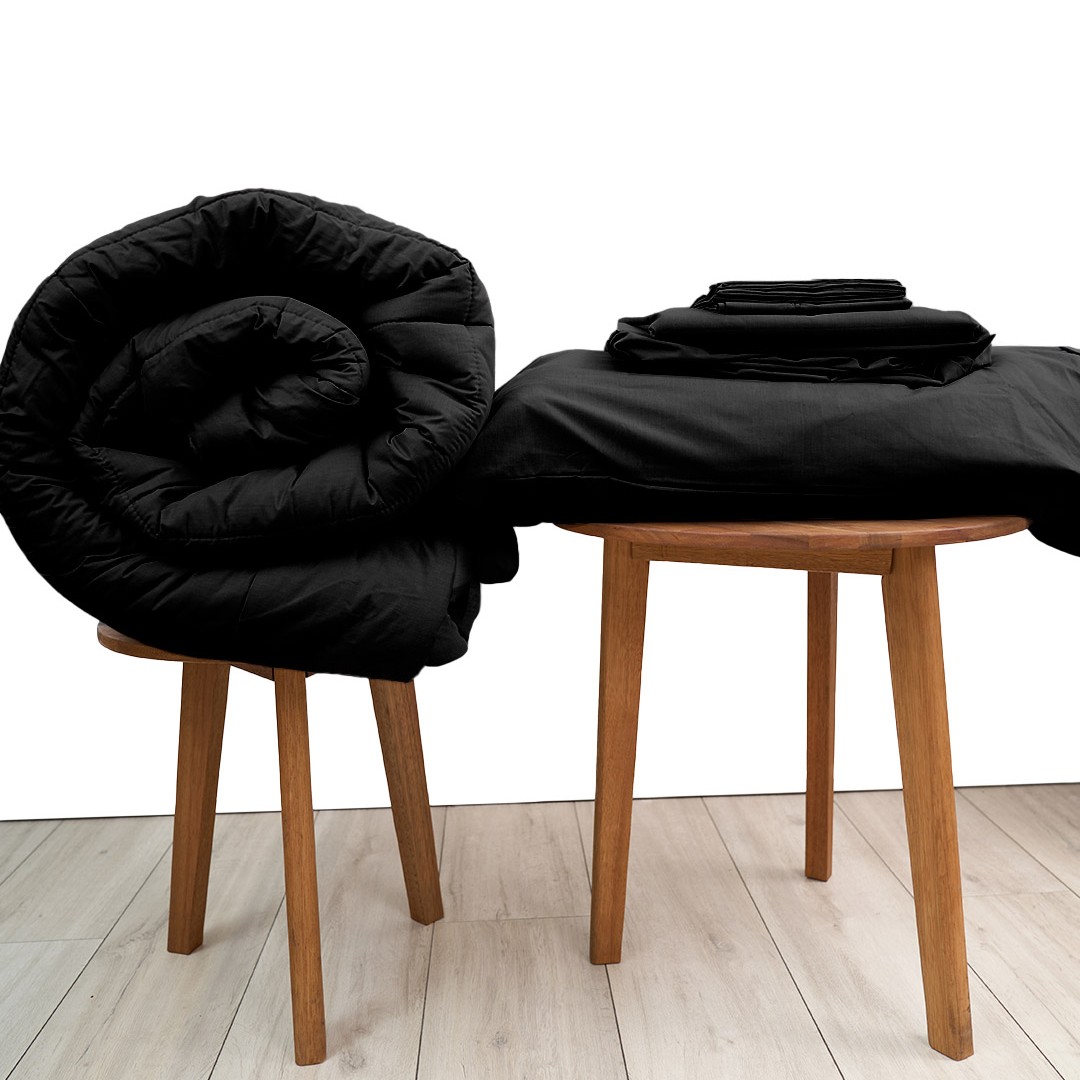 Basic Bedpack con cobertor hipoalergénico 150 hilos color negro 100% algodón