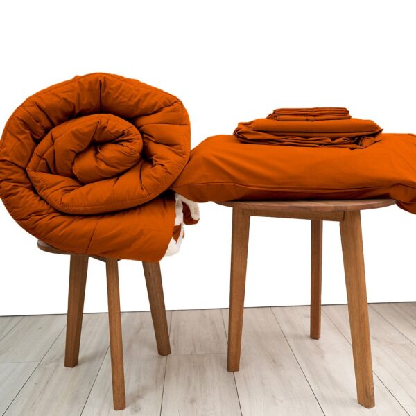 Basic Bedpack con edredón con reversible de corderito 150 hilos color ladrillo 100% algodón