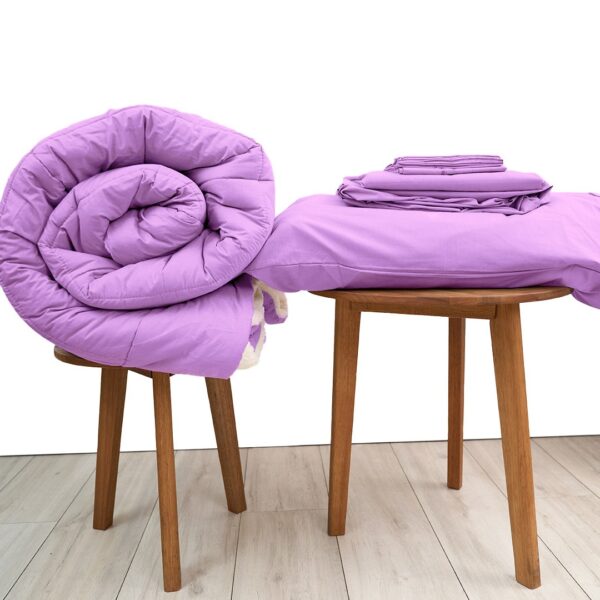 Basic Bedpack con edredón con reversible de corderito 150 hilos color lila 100% algodón