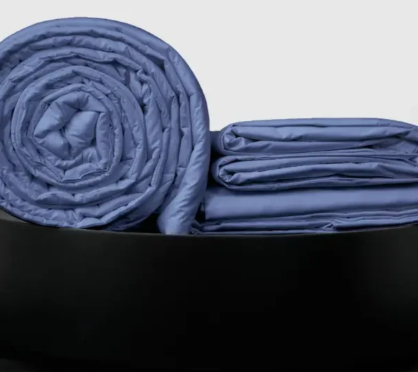 Full Bedpack con cobertor hipoalergénico 150 hilos color azul acero 100% algodón