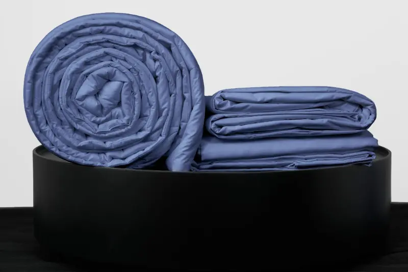 Full Bedpack con cobertor hipoalergénico 150 hilos color azul acero 100% algodón