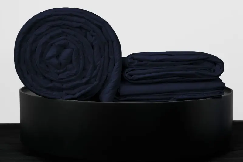 Full Bedpack con cobertor hipoalergénico 150 hilos color azul marino 100% algodón