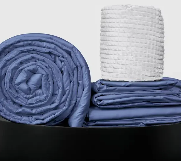 Full Bedpack con edredón con reversible de corderito 150 hilos color azul acero 100% algodón