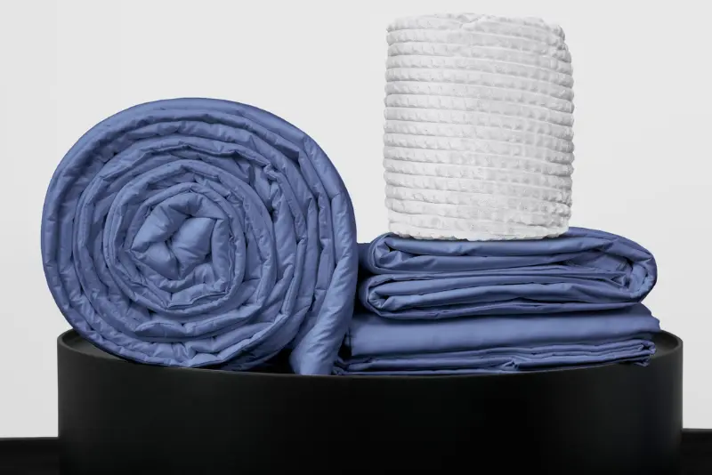 Full Bedpack con edredón con reversible de corderito 150 hilos color azul acero 100% algodón