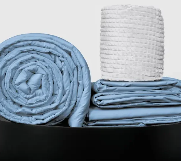 Full Bedpack con edredón con reversible de corderito 150 hilos color azul cielo 100% algodón