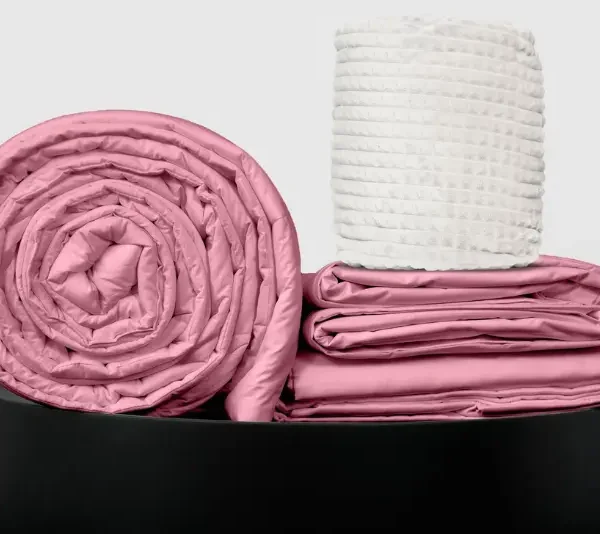 Full Bedpack con edredón con reversible de corderito 150 hilos color rosado 100% algodón
