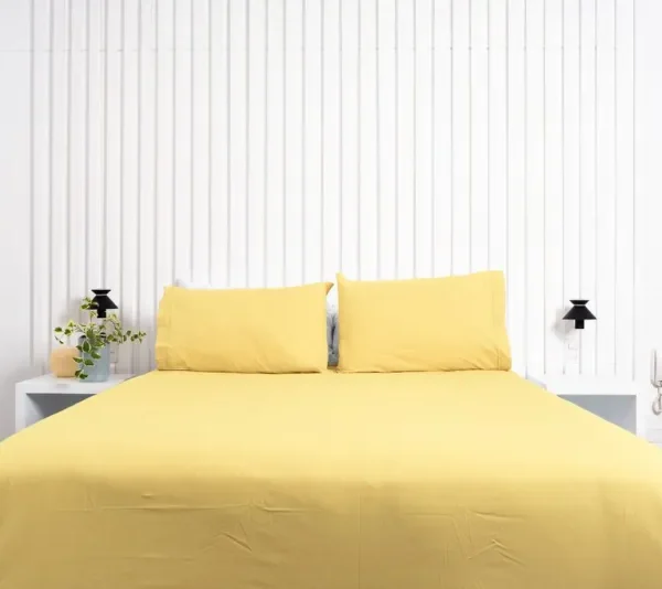 Funda de Cobertor 150 hilos color amarillo 100% algodón