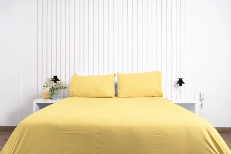 Funda de Cobertor 150 hilos color amarillo 100% algodón