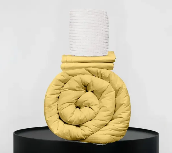 Medium Bedpack con edredón con reversible de corderito 150 hilos color amarillo 100% algodón