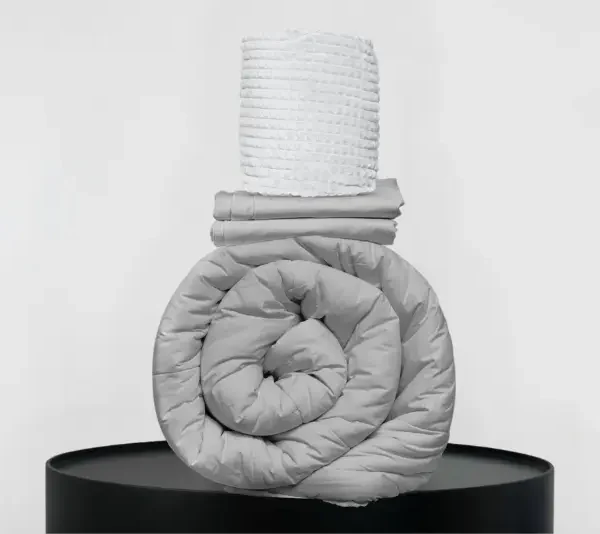Medium Bedpack con edredón con reversible de corderito 150 hilos color gris 100% algodón