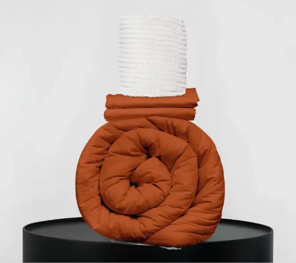 Medium Bedpack con edredón con reversible de corderito 150 hilos color ladrillo 100% algodón