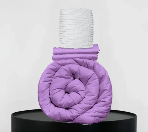 Medium Bedpack con edredón con reversible de corderito 150 hilos color lila 100% algodón