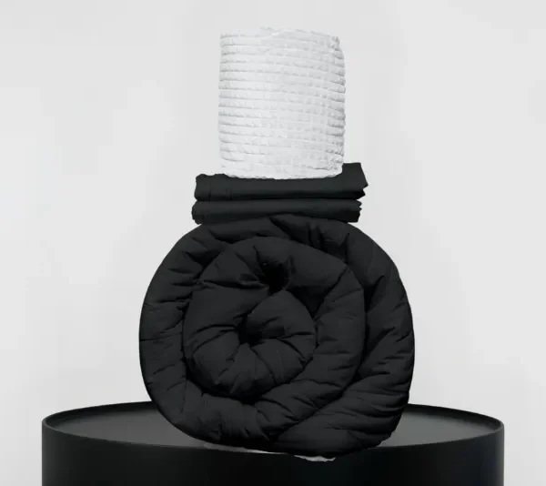 Medium Bedpack con edredón con reversible de corderito 150 hilos color negro 100% algodón