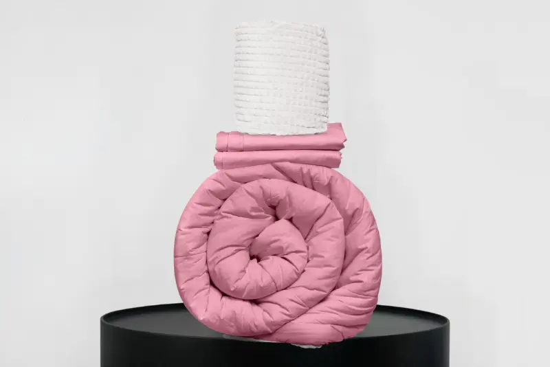 Medium Bedpack con edredón con reversible de corderito 150 hilos color palorosa 100% algodón