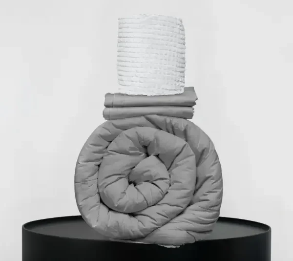 Medium Bedpack con edredón con reversible de corderito 150 hilos color plomo 100% algodón