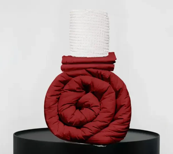 Medium Bedpack con edredón con reversible de corderito 150 hilos color rojo 100% algodón