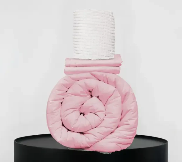 Medium Bedpack con edredón con reversible de corderito 150 hilos color rosado pastel 100% algodón