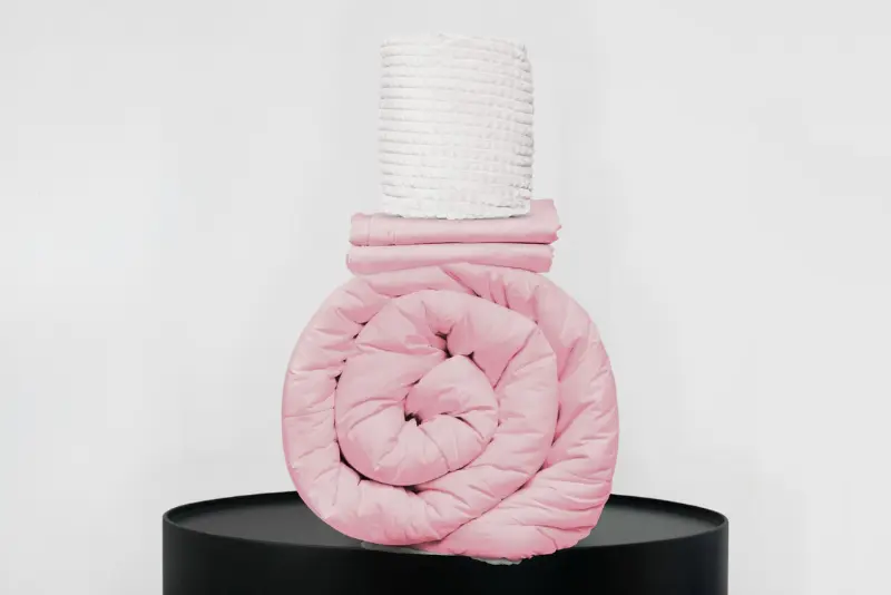 Medium Bedpack con edredón con reversible de corderito 150 hilos color rosado pastel 100% algodón