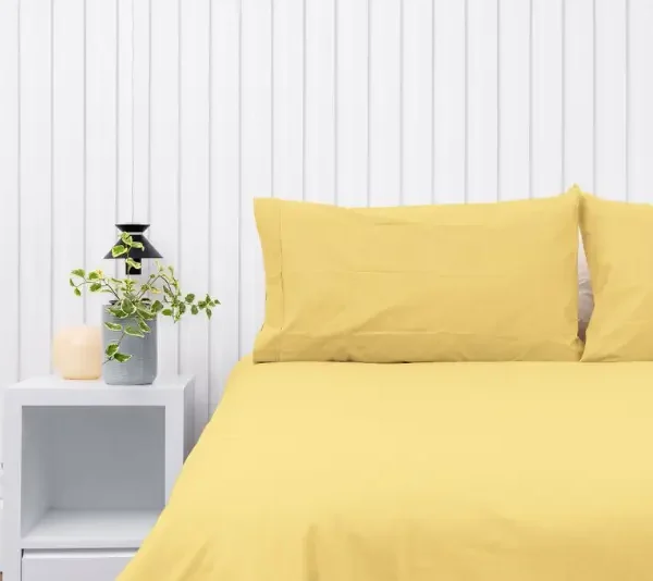 Par de fundas de almohadas 150 hilos color amarillo 100% algodón