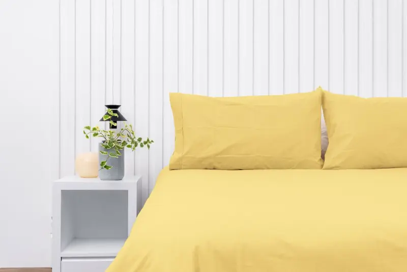 Par de fundas de almohadas 150 hilos color amarillo 100% algodón