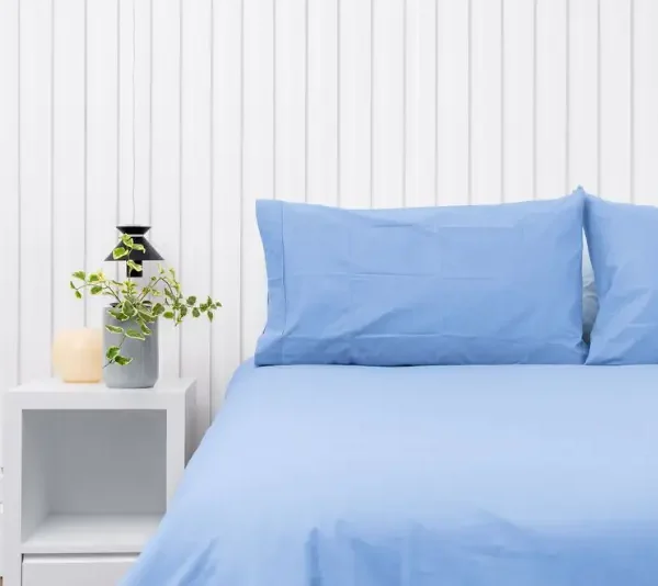 Par de fundas de almohadas 150 hilos color azul cielo 100% algodón