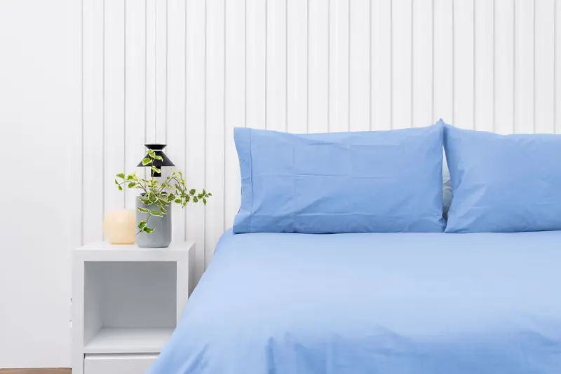 Par de fundas de almohadas 150 hilos color azul cielo 100% algodón