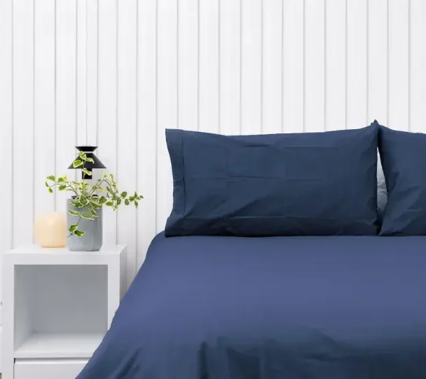 Par de fundas de almohadas 150 hilos color azul marino 100% algodón