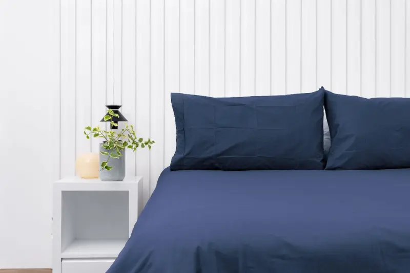 Par de fundas de almohadas 150 hilos color azul marino 100% algodón