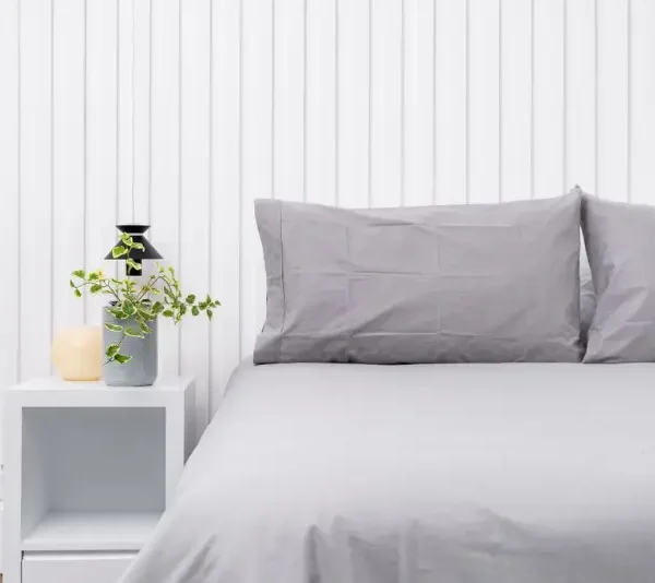 Par de fundas de almohadas 400 hilos color gris 100% algodón