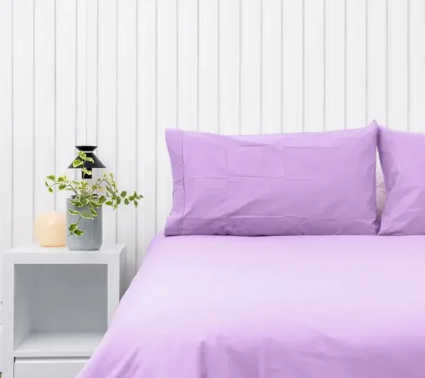 Par de fundas de almohadas 150 hilos color lila 100% algodón