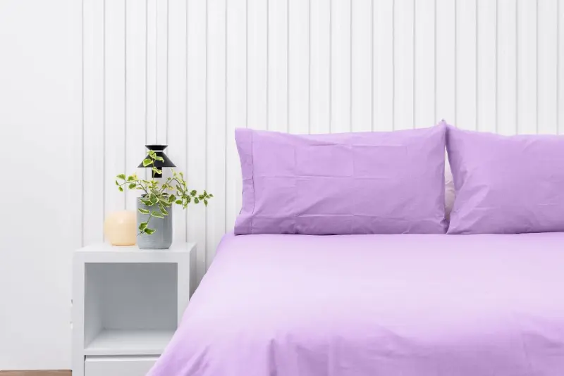 Par de fundas de almohadas 150 hilos color lila 100% algodón