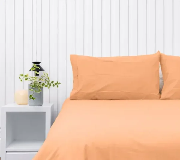 Par de fundas de almohadas 150 hilos color melón 100% algodón