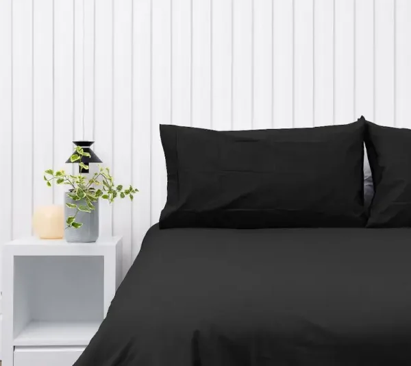Par de fundas de almohadas 150 hilos color negro 100% algodón