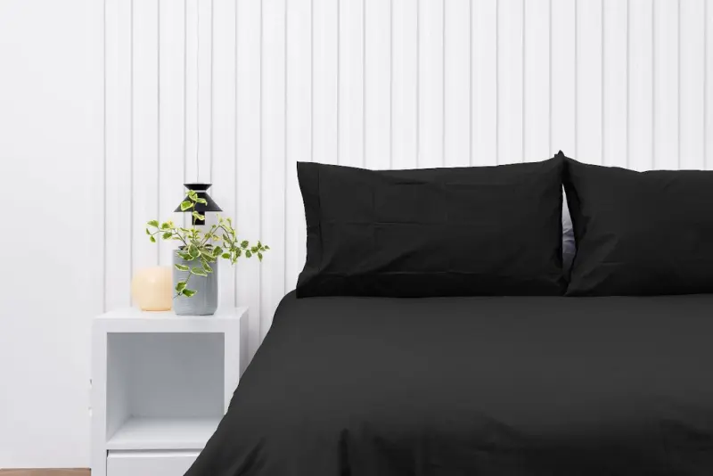 Par de fundas de almohadas 150 hilos color negro 100% algodón