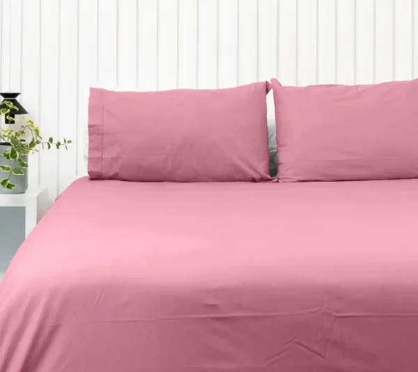 Par de fundas de almohadas 150 hilos color palorosa 100% algodón