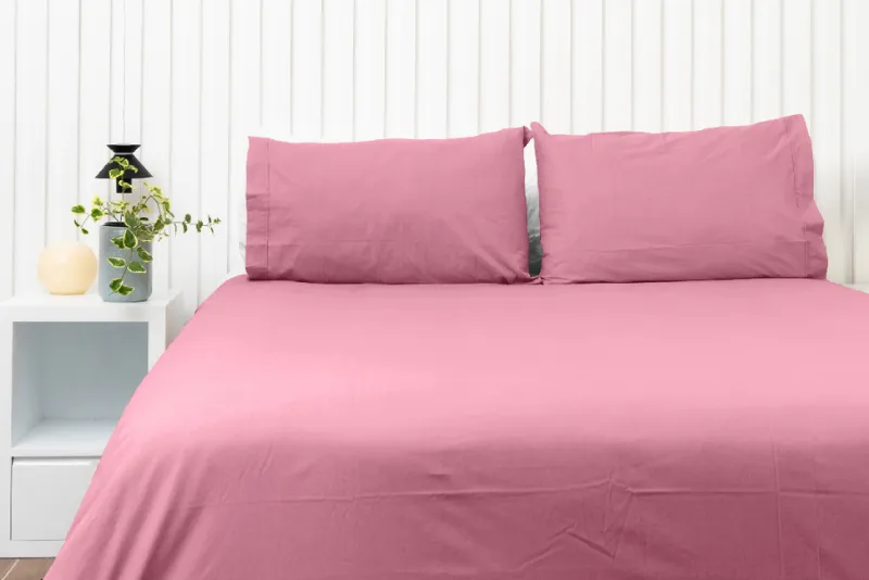 Par de fundas de almohadas 150 hilos color palorosa 100% algodón