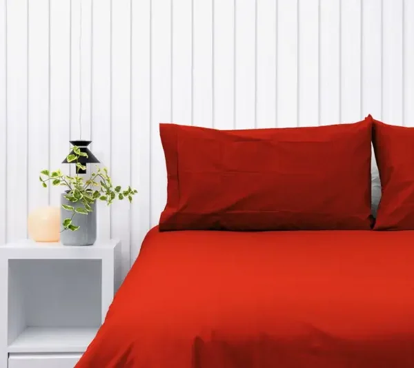 Par de fundas de almohadas 150 hilos color rojo 100% algodón