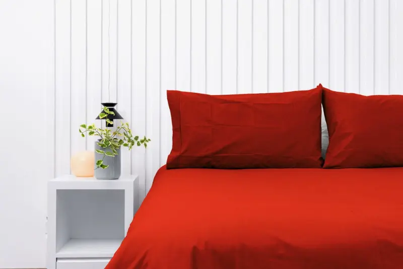 Par de fundas de almohadas 150 hilos color rojo 100% algodón