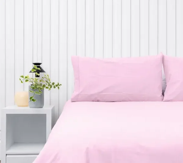 Par de fundas de almohadas 150 hilos color rosa 100% algodón