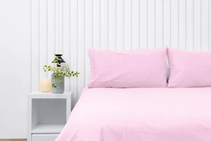 Par de fundas de almohadas 150 hilos color rosa 100% algodón