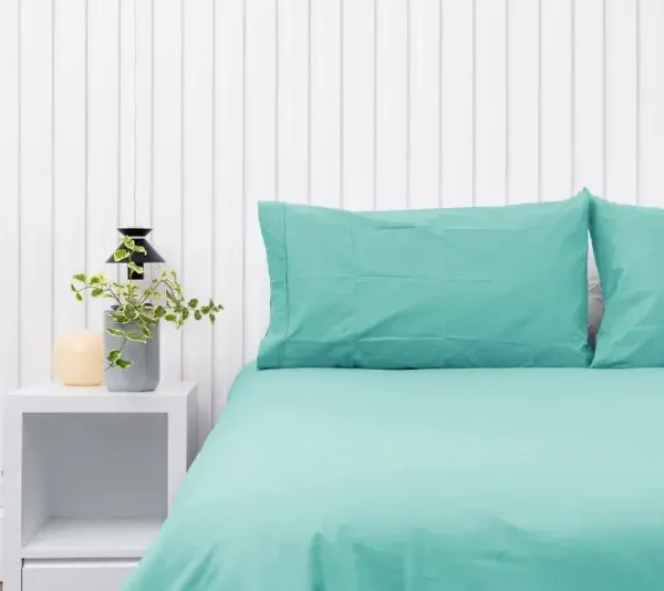 Par de fundas de almohadas 150 hilos color turquesa 100% algodón