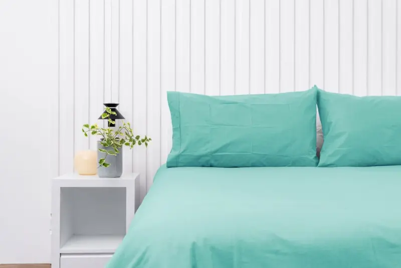 Par de fundas de almohadas 150 hilos color turquesa 100% algodón