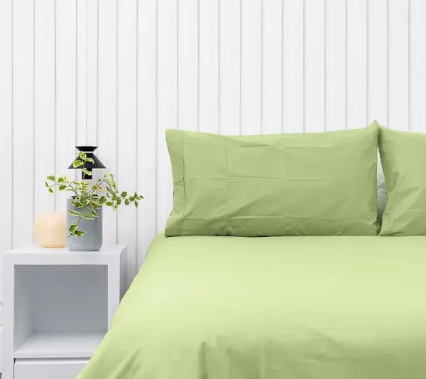Par de fundas de almohadas 150 hilos color verde 100% algodón