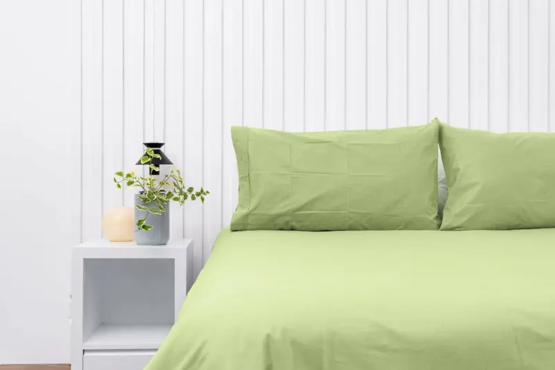 Par de fundas de almohadas 150 hilos color verde 100% algodón